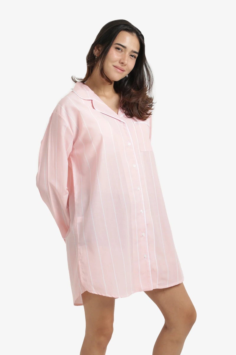 Carina Cozy Cotton Striped Nightgown - Image 2
